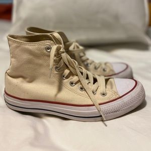 Cream high top converse